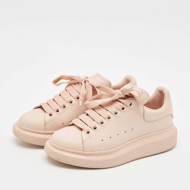 Pre Owned Alexander McQueen Pink Leather Oversized Low Top Sneakers Size 37