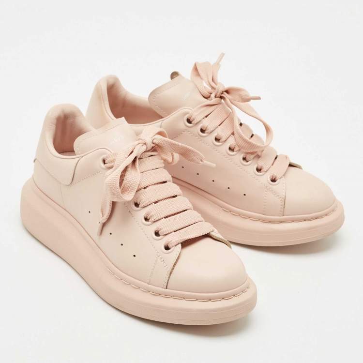Pre Owned Alexander McQueen Pink Leather Oversized Low Top Sneakers Size 37