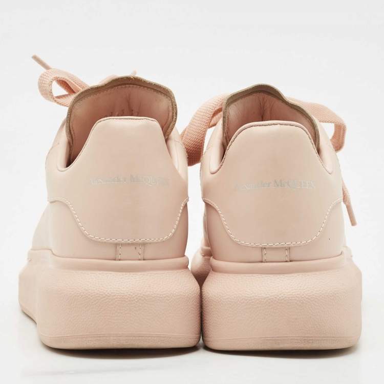 Pre Owned Alexander McQueen Pink Leather Oversized Low Top Sneakers Size 37