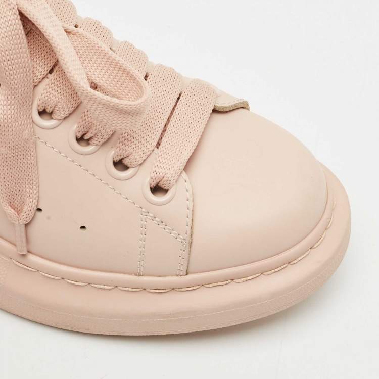 Pre Owned Alexander McQueen Pink Leather Oversized Low Top Sneakers Size 37