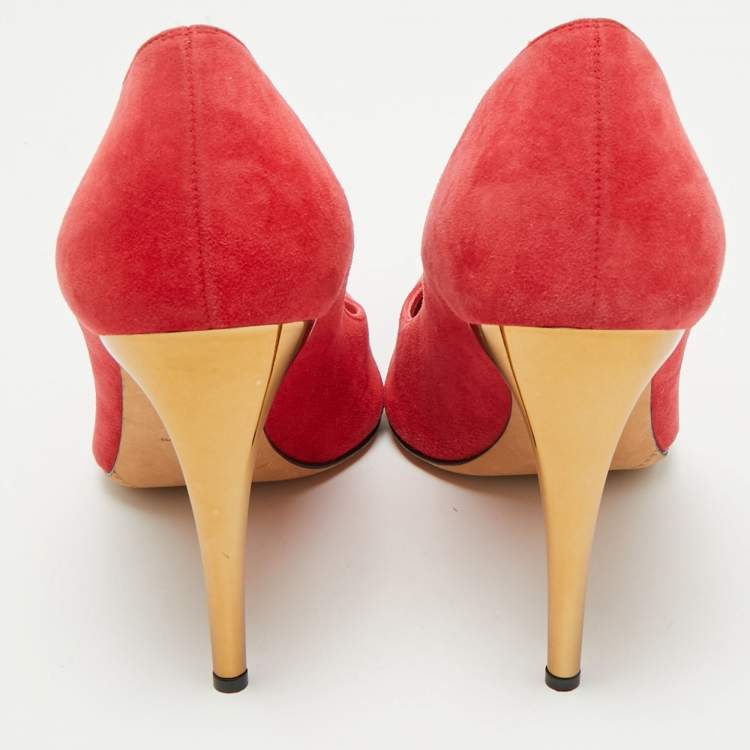 Pre Owned Alexander McQueen Red Suede Pointed Toe Pumps Size 41