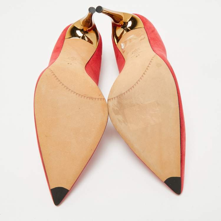 Pre Owned Alexander McQueen Red Suede Pointed Toe Pumps Size 41
