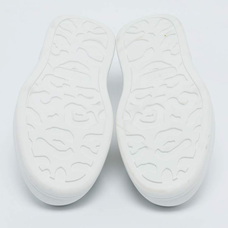 Pre Owned Alexander McQueen White Canvas and Suede Deck Plimsoll Lace Up Sneakers Size 38