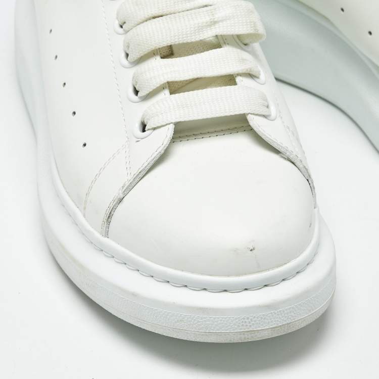 Pre Owned Alexander McQueen White/Iridescent Leather Larry Sneakers Size 41
