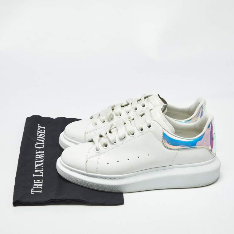 Pre Owned Alexander McQueen White/Iridescent Leather Larry Sneakers Size 41