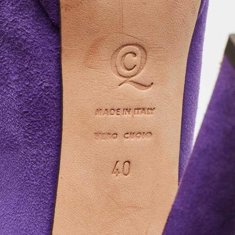 Pre Owned Alexander McQueen Purple Suede Skull Peep Toe Pumps Size 40