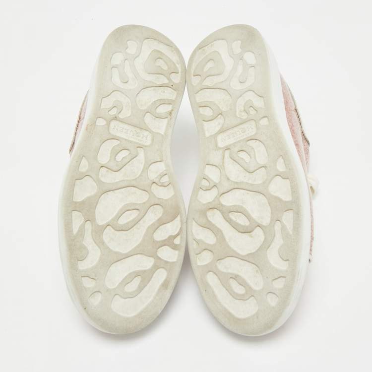 Pre Owned Alexander McQueen Pink/White PVC And Glitter Oversized Lace Up Sneakers Size 36.5