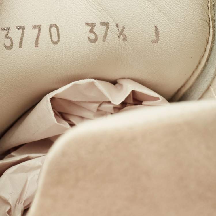 Pre Owned Alexander McQueen White/Beige Leather and Suede Oversized Sneakers Size 37.5