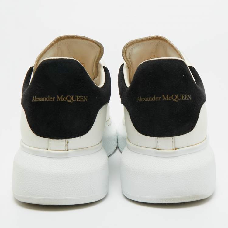 Pre Owned Alexander McQueen White/Black Leather Oversized Sneakers Size 34.5
