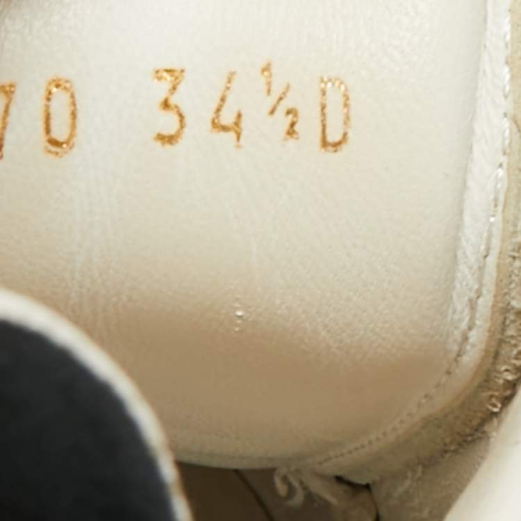 Pre Owned Alexander McQueen White/Black Leather Oversized Sneakers Size 34.5