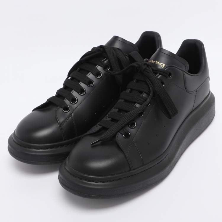 Pre Owned Alexander McQueen Black Leather Oversized Lace Up Sneakers Size 42