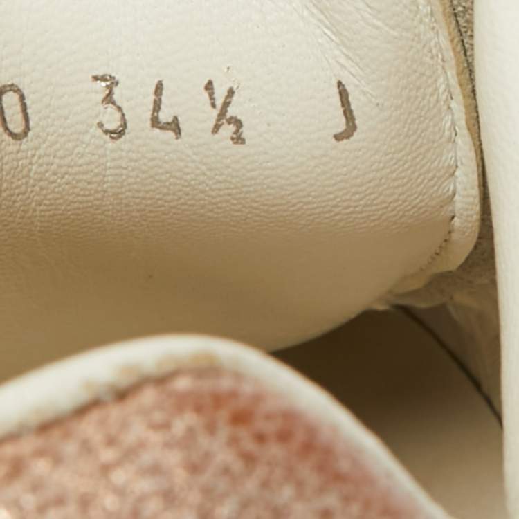 Pre Owned Alexander McQueen White/Gold Leather Oversized Sneakers Size 34.5