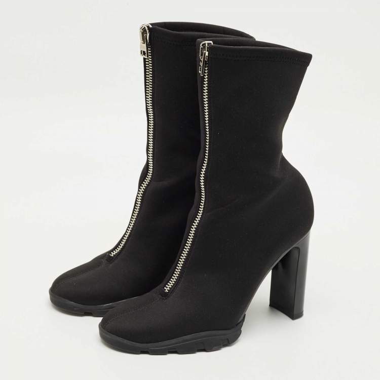Pre Owned Alexander McQueen Black Nylon Ankle Length Boots Size 40