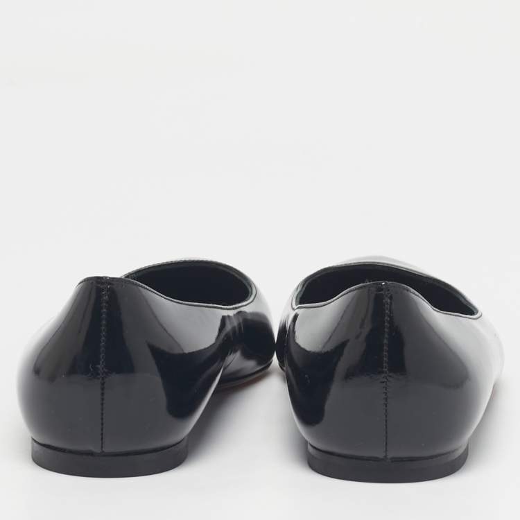 Pre Owned Alexander McQueen Black Patent Leather Pointed Toe Ballet Flats Size 38