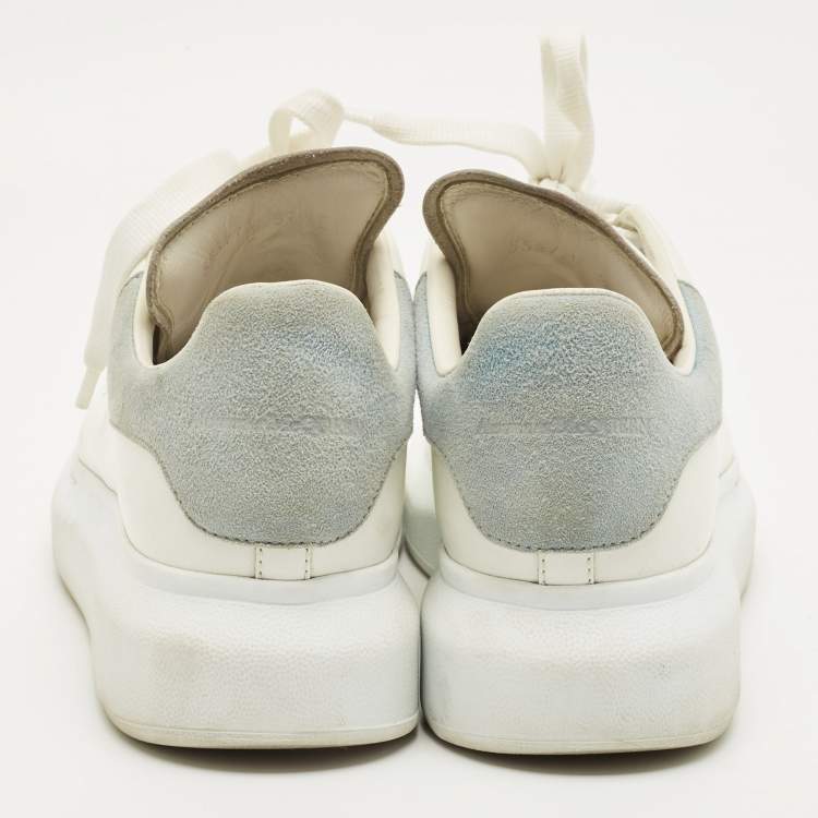 Pre Owned Alexander McQueen White Leather and Suede Oversized Low Top Sneakers Size 37