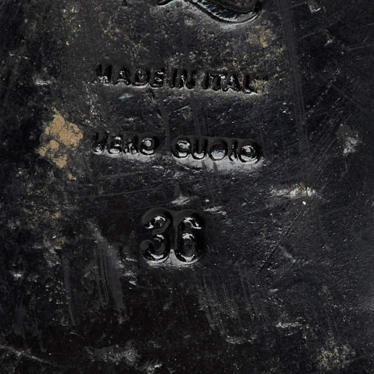 Pre Owned Alexander McQueen Black Leather Ankle Length Boots Size 36