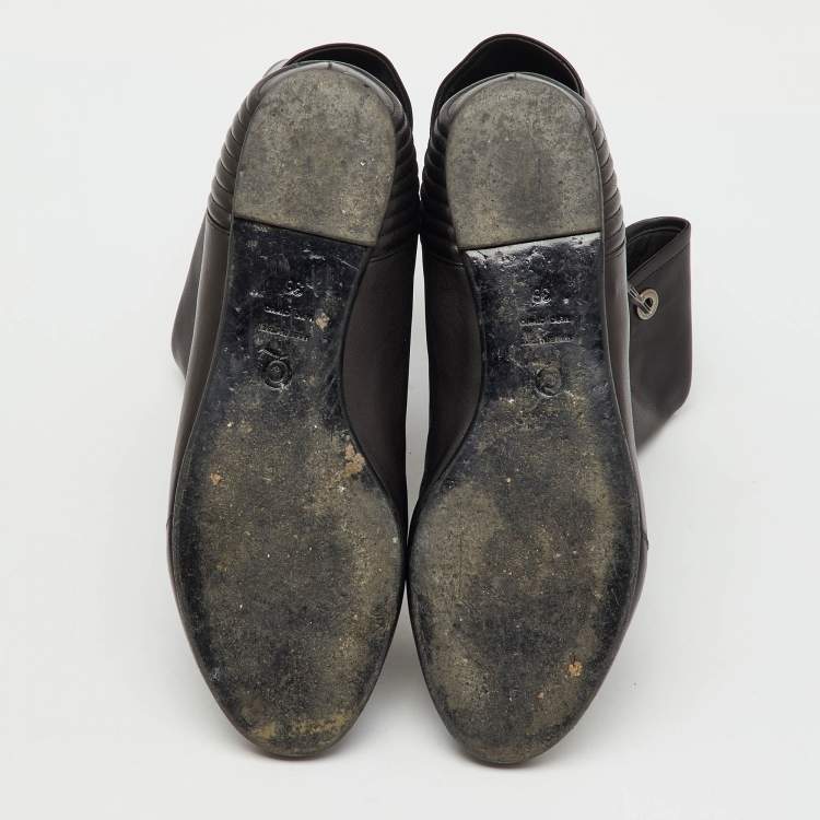 Pre Owned Alexander McQueen Black Leather Ankle Length Boots Size 36