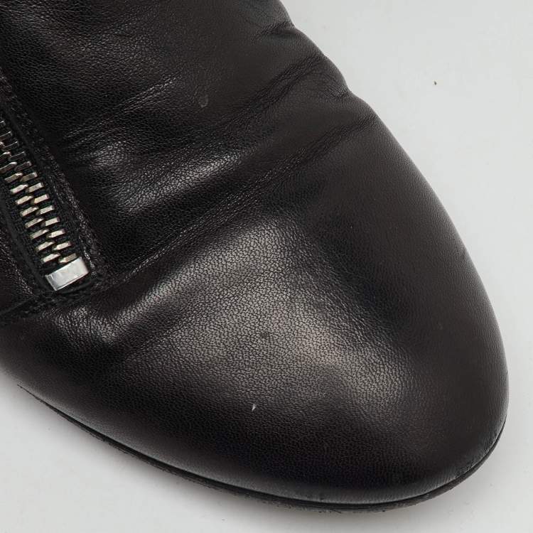 Pre Owned Alexander McQueen Black Leather Ankle Length Boots Size 36