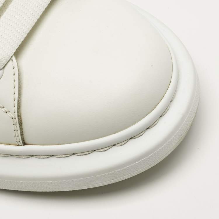 Pre Owned Alexander McQueen White/Blue Leather and Suede Oversized Sneakers Size 40