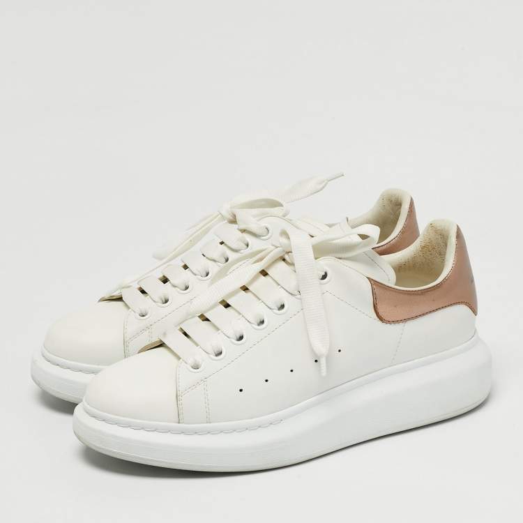 Pre Owned Alexander McQueen White Leather Oversized Lace Up Sneakers Size 41