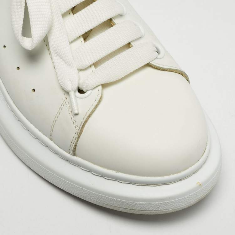 Pre Owned Alexander McQueen White Leather Oversized Lace Up Sneakers Size 41