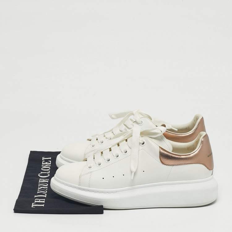 Pre Owned Alexander McQueen White Leather Oversized Lace Up Sneakers Size 41