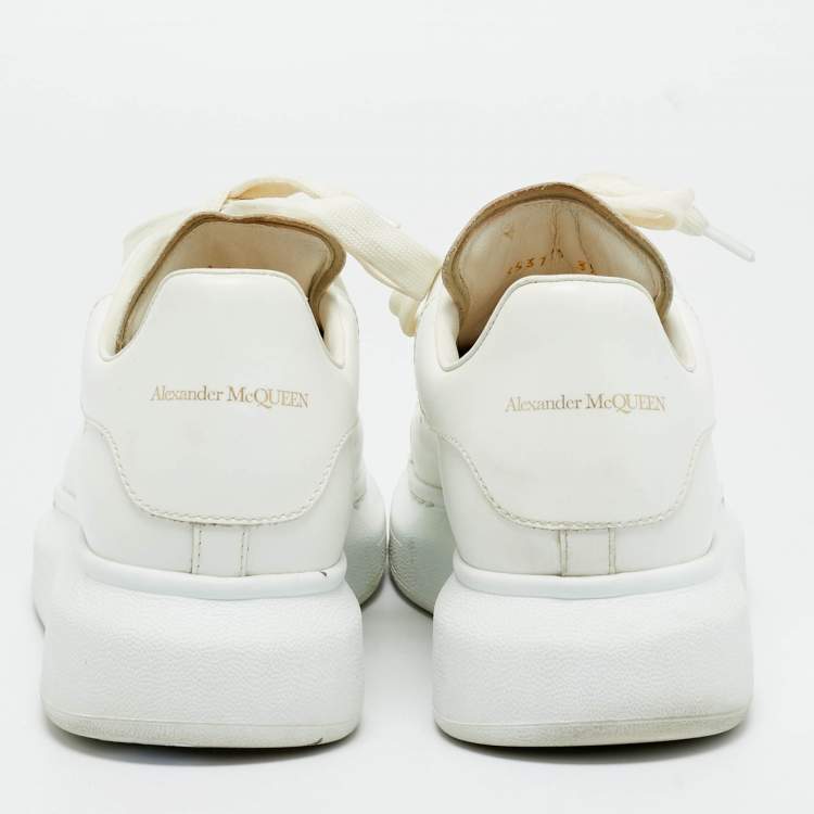 Pre Owned Alexander McQueen White Leather Oversized Low Top Sneakers Size 39.5