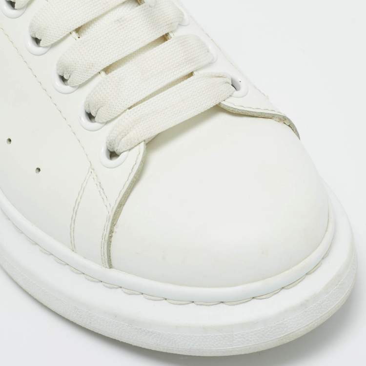 Pre Owned Alexander McQueen White Leather Oversized Low Top Sneakers Size 39.5