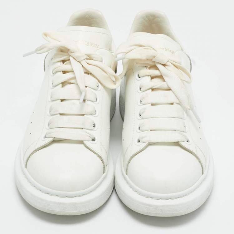 Pre Owned Alexander McQueen White Leather Oversized Low Top Sneakers Size 39.5