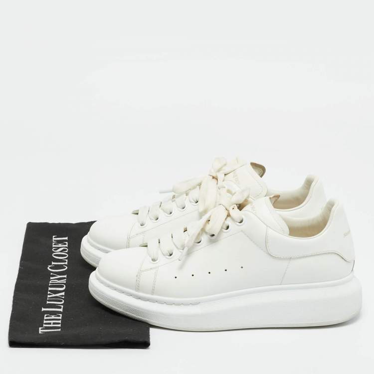 Pre Owned Alexander McQueen White Leather Oversized Low Top Sneakers Size 39.5