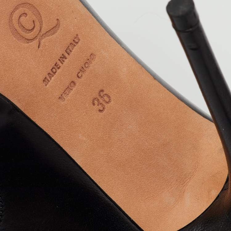 Pre Owned Alexander McQueen Black Leather Floral Lasecut Booties Size 36