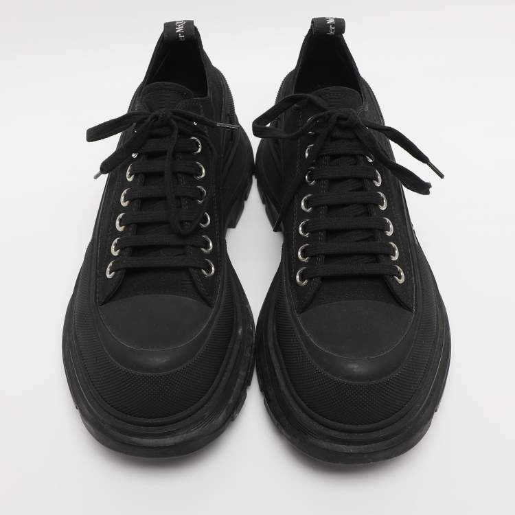 Pre Owned Alexander McQueen Black Canvas Tread Slick Low Top Sneakers Size 41
