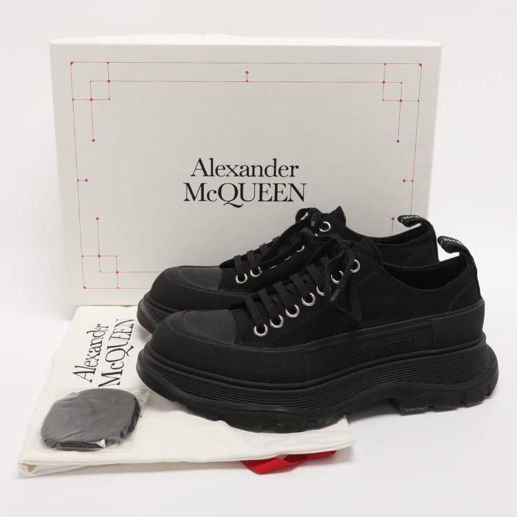 Pre Owned Alexander McQueen Black Canvas Tread Slick Low Top Sneakers Size 41