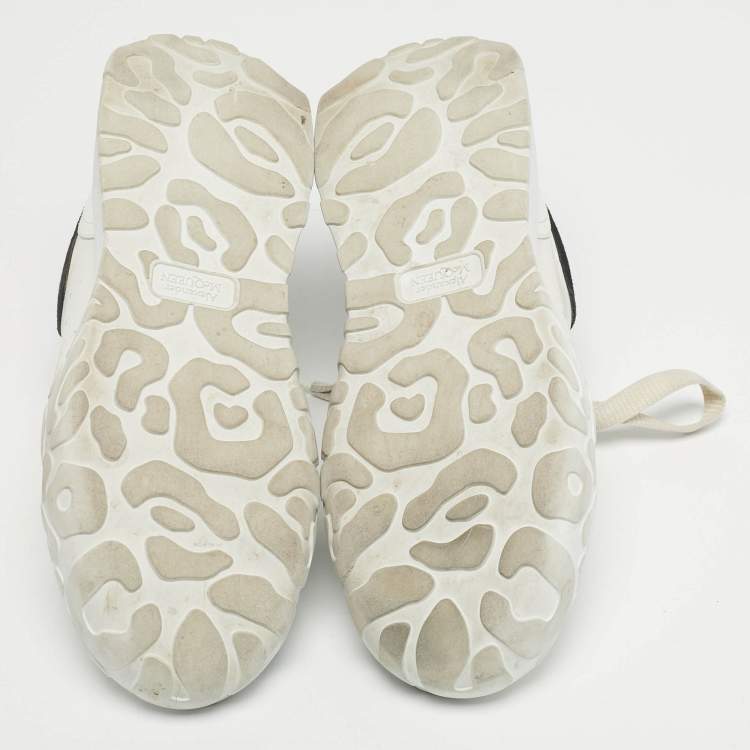 Pre Owned Alexander McQueen White/Black Leather Oversized Low Top Sneakers Size 37