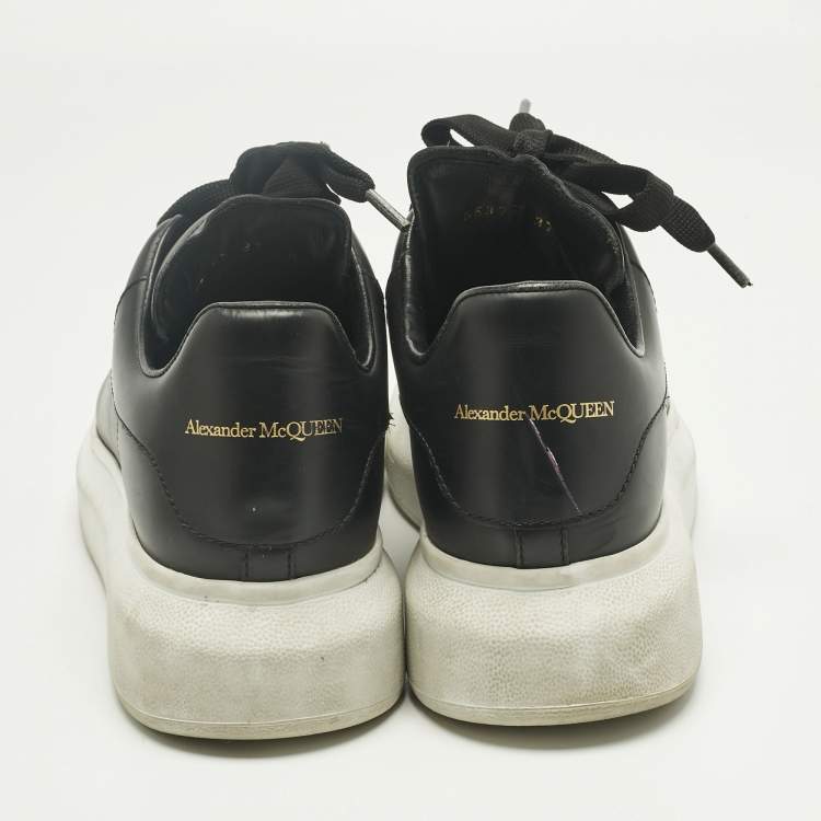 Pre Owned Alexander McQueen Black Leather Oversized Sneakers Size 37