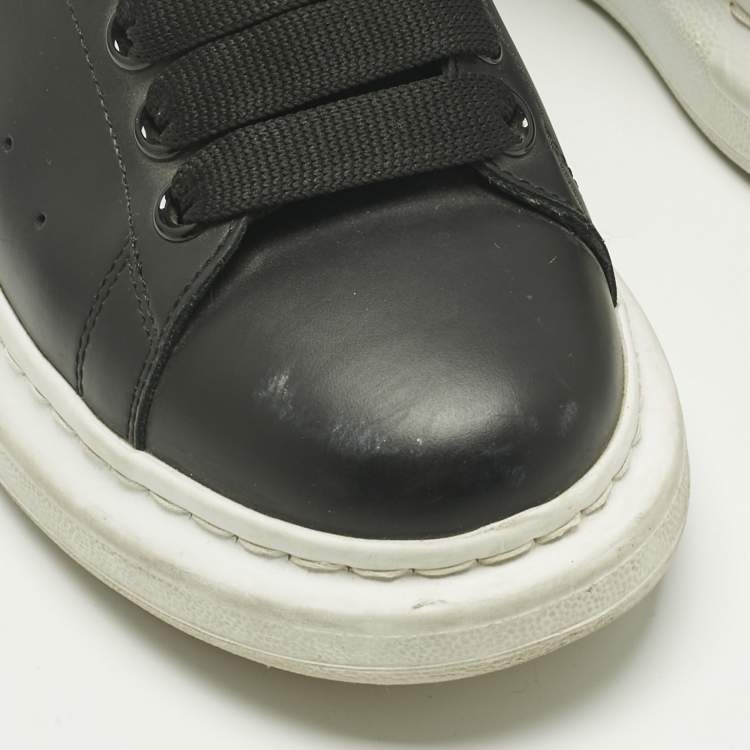 Pre Owned Alexander McQueen Black Leather Oversized Sneakers Size 37