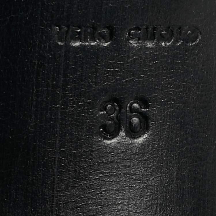 Pre Owned Alexander McQueen Black Leather Studded Buckle Booties Size 36