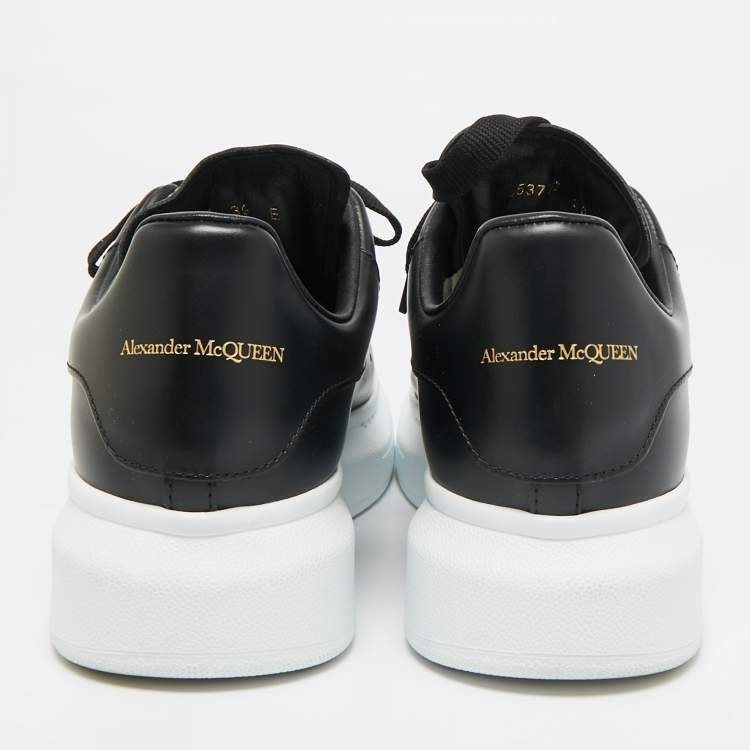 Pre Owned Alexander McQueen Oversized Size 39 Black Leather Low Top Sneakers