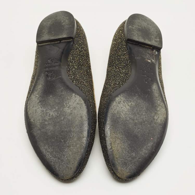 Pre Owned Alexander McQueen Size 37.5 Two Tone Glitter Smoking Slippers