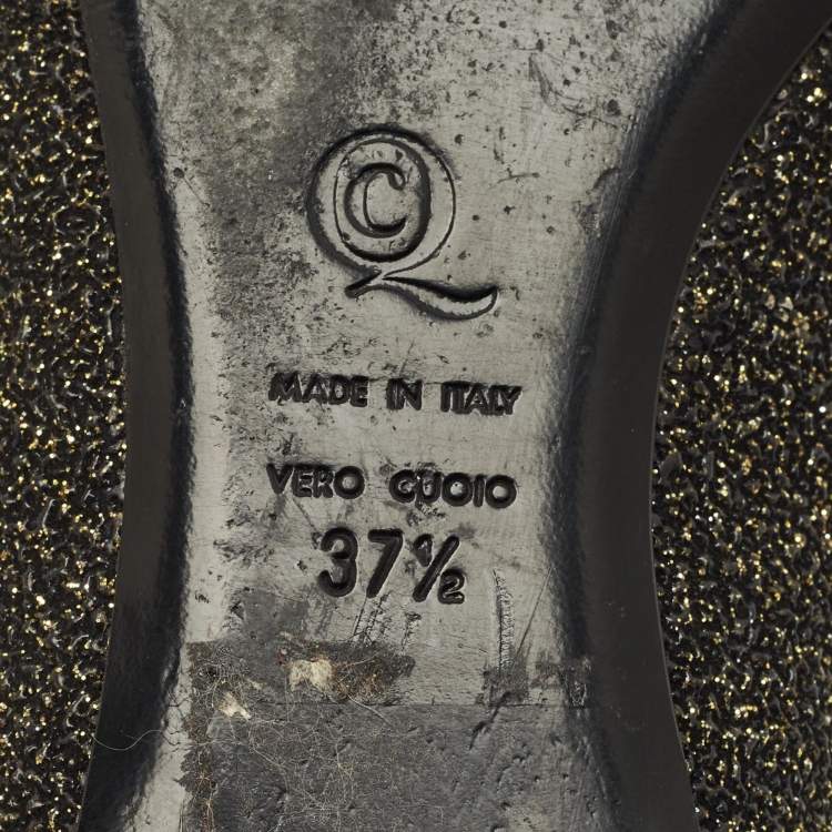 Pre Owned Alexander McQueen Size 37.5 Two Tone Glitter Smoking Slippers