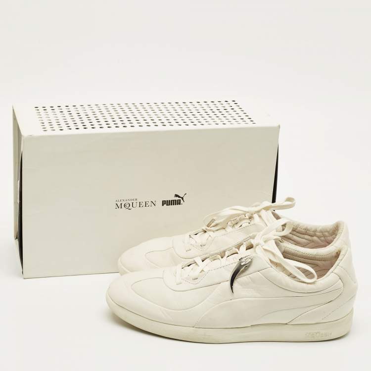 Pre Owned Alexander McQueen Size 41 White Leather Lace Up Sneakers
