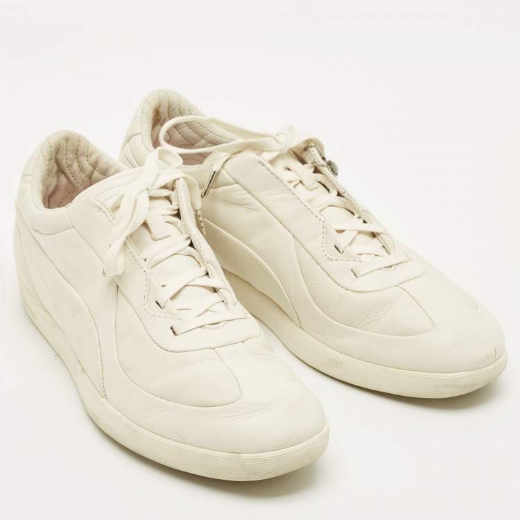 Pre Owned Alexander McQueen Size 41 White Leather Lace Up Sneakers