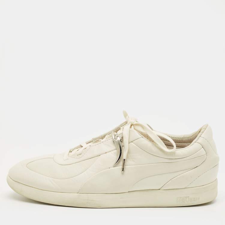 Pre Owned Alexander McQueen Size 41 White Leather Lace Up Sneakers