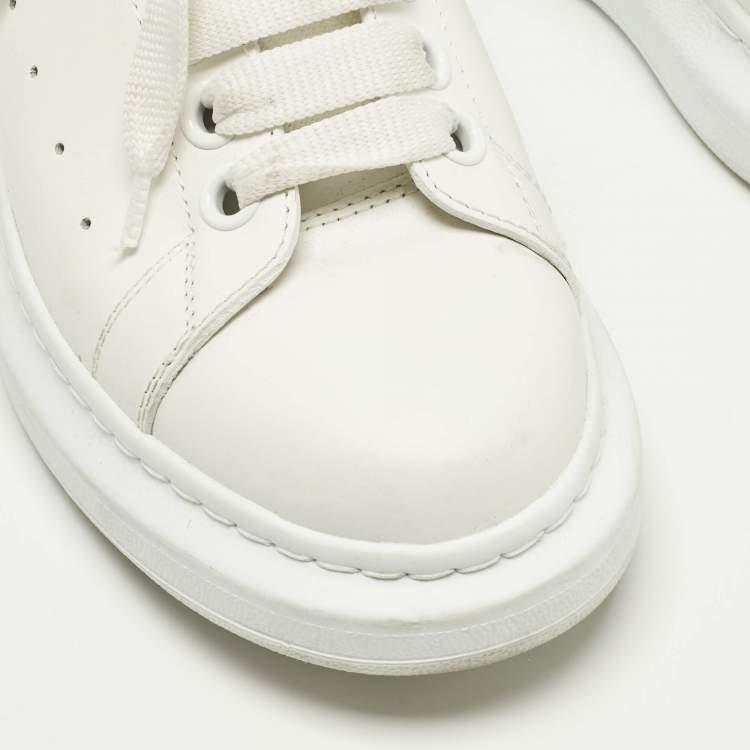 Pre Owned Alexander McQueen Oversized Size 38 White Leather Low Top Sneakers