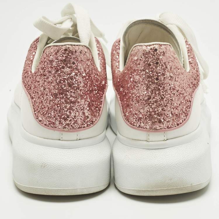 Pre Owned Alexander McQueen Oversized Size 38 White Leather Low Top Sneakers