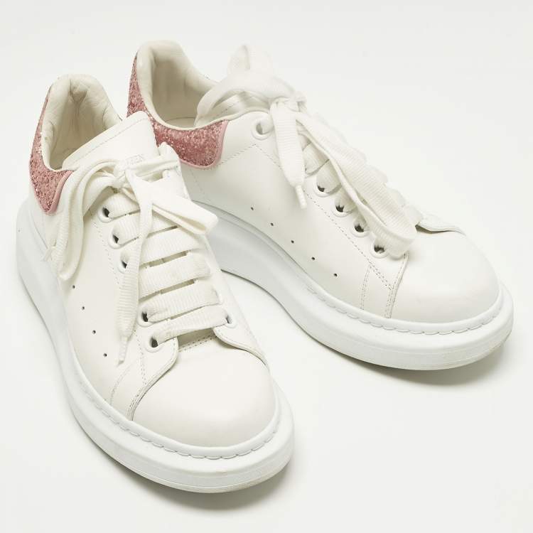 Pre Owned Alexander McQueen Oversized Size 38 White Leather Low Top Sneakers