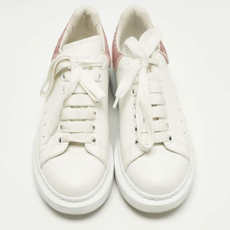 Pre Owned Alexander McQueen Oversized Size 38 White Leather Low Top Sneakers