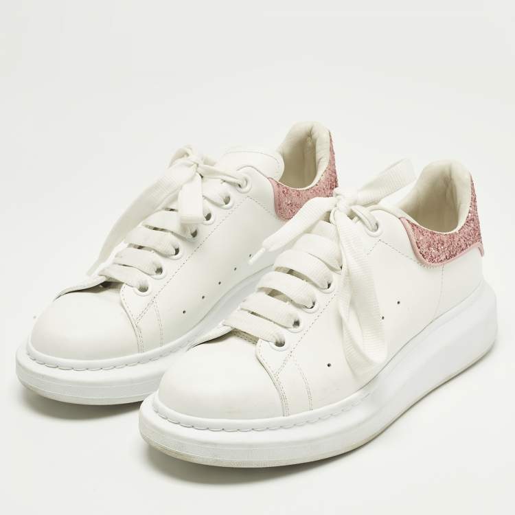 Pre Owned Alexander McQueen Oversized Size 38 White Leather Low Top Sneakers