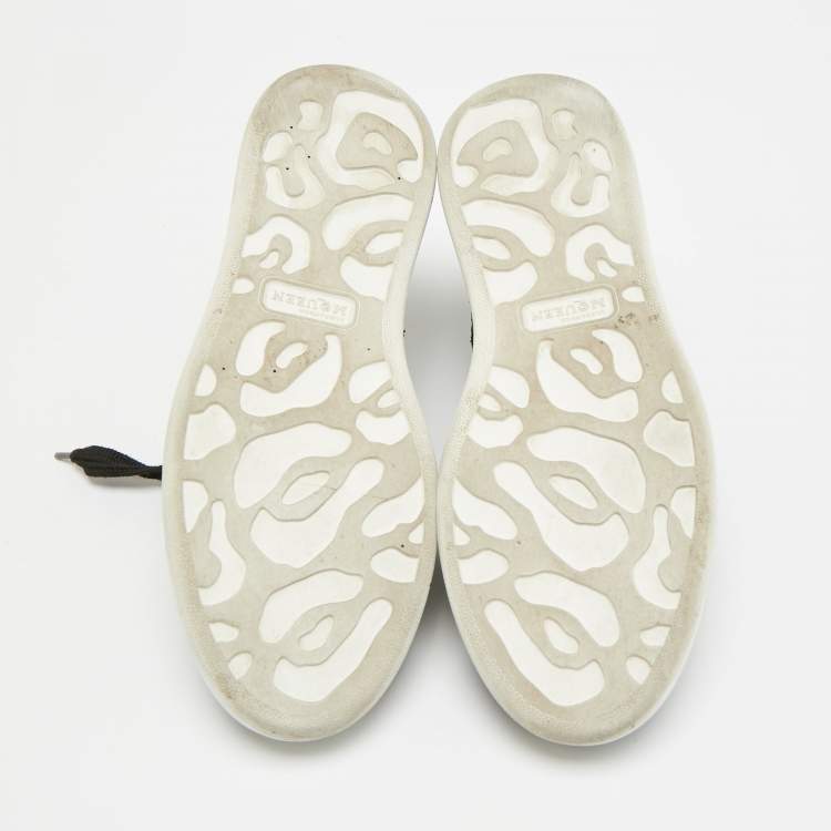 Pre Owned Alexander McQueen Oversized Size 39.5 Black Glitter and Leather Low Top Sneakers