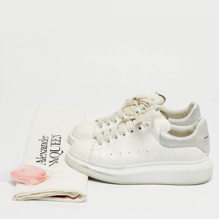 Pre Owned Alexander McQueen Oversized Size 38 White Leather and Suede Low Top Sneakers